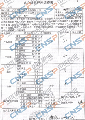 中成泵業(yè)2015年度客戶滿意度調(diào)查展示